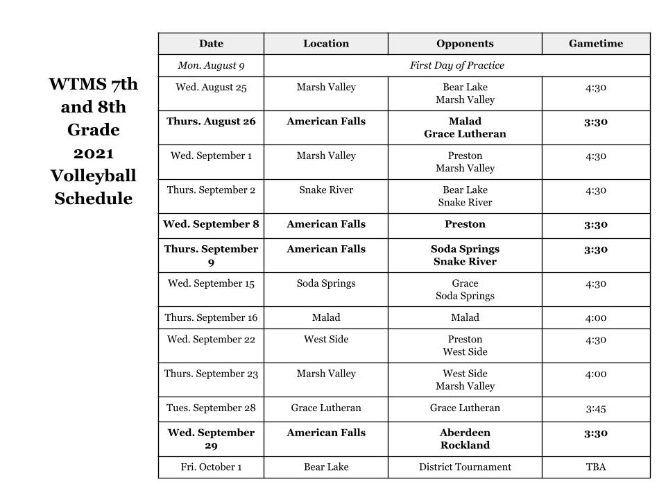 Volleyball Schedule